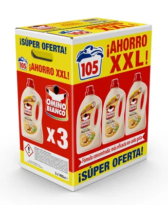 Omino Bianco Detergente líquido Marsella Pack ahorro 105 lavados (pack de 3)
