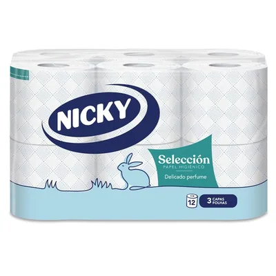 Nicky Selección Papel Higiénico 3 Capas, 12 rollos (pack de 8)