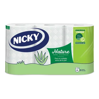 Nicky Nature Papel Higiénico 3 Capas, 6 rollos (pack de 7)