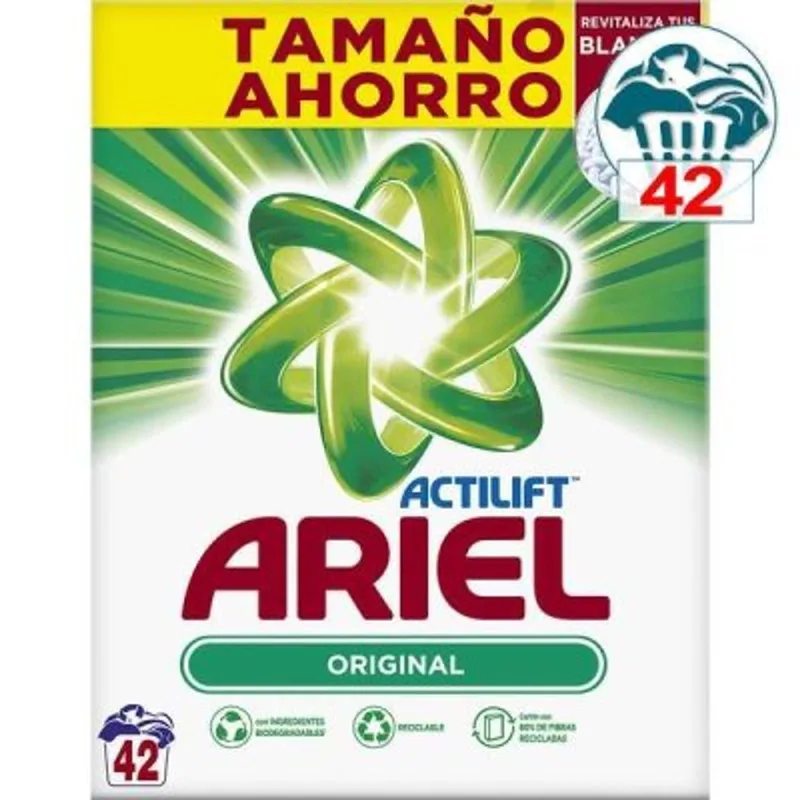 Ariel Detergente en polvo Actilift 42 lavados - pack de 4 unidades