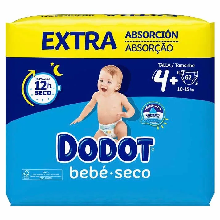 Dodot Bebé Seco Extra talla 4 62 pañales - 1 unidad