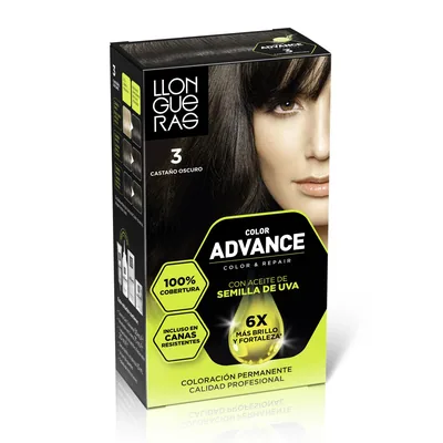 Llongueras Color Advance Tinte Pelo Mujer Tono 3 Castaño Oscuro (pack de 3)