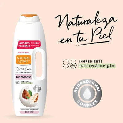 Natural Honey Gel de Ducha Hidratante con Extracto de Almendras y Hydradermal 1350 ml - pack de 4 unidades – foto 4