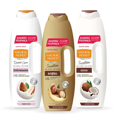 Natural Honey Gel de Ducha Hidratante con Extracto de Almendras y Hydradermal 1350 ml - pack de 4 unidades – foto 5