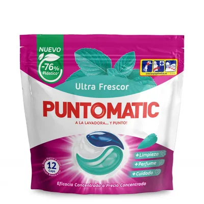 Puntomatic Cápsulas Tricámara Frescor Quitamanchas 12 lavados (pack de 8)