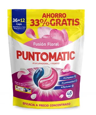 Puntomatic Cápsulas Tricámara Floral, 48 lavados (pack de 4)
