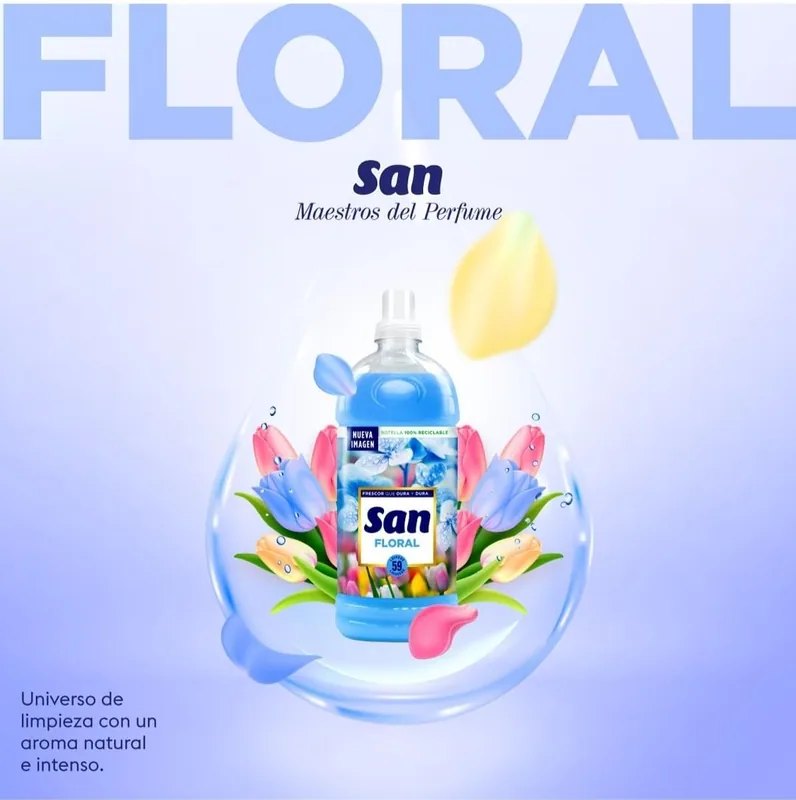 SAN Suavizante Ropa Lavadora Líquido Concentrado 59 Lavados 1298 ml - pack de 8 unidades