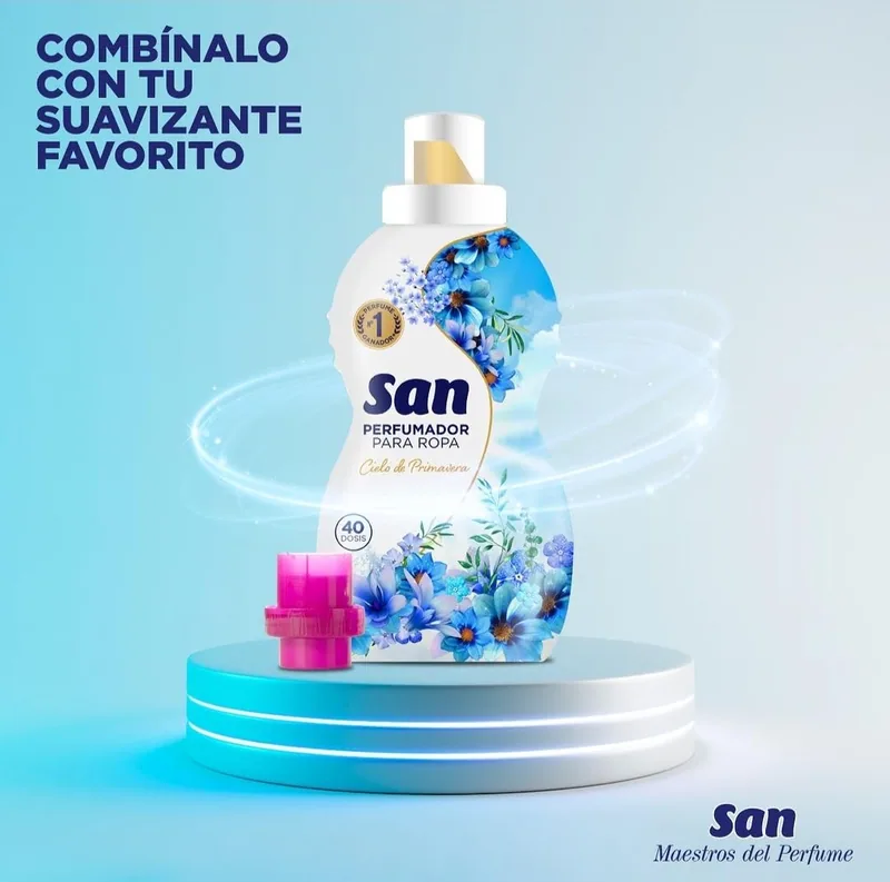 SAN Cielo de Primavera Perfumador Líquido Concentrado para Ropa 40 lavados 800 ml - pack de 8 unidades