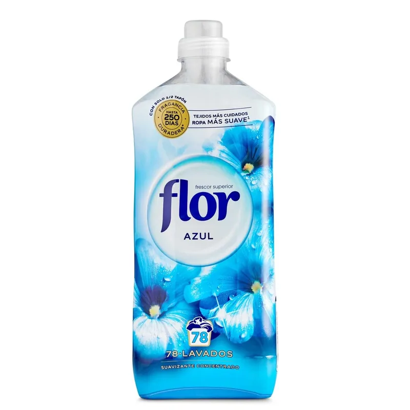 Flor Azul suavizante para la ropa concentrado 78 lavados 1404 ml - pack de 8 unidades