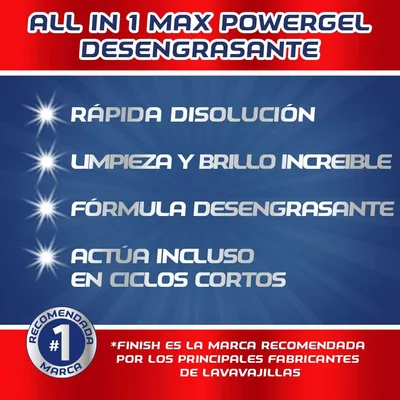 Finish All in 1 Max Power Gel Lavavajillas 70 lavados - pack de 3 unidades – foto 1