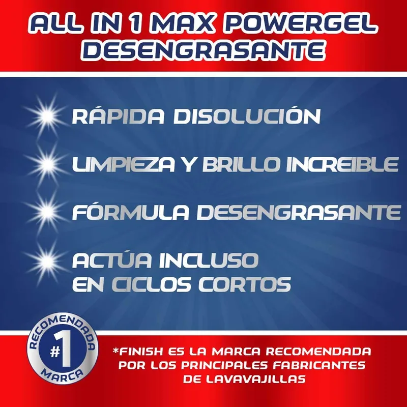 Finish All in 1 Max Power Gel Lavavajillas 70 lavados - pack de 3 unidades