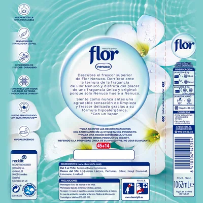 Flor Nenuco suavizante para la ropa concentrado 59 lavados 1062 ml - pack de 10 unidades – foto 1