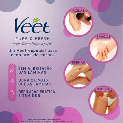 Veet Pure Crema Depilatoria Corporal para Mujer 200ml - pack de 3 unidades – foto 3