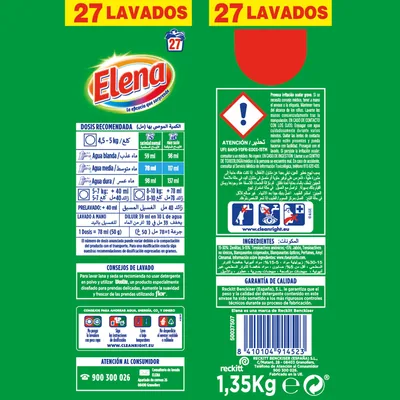 Elena Detergente en polvo para lavadora Fuerza Polar 35 lavados - pack de 6 unidades – foto 2