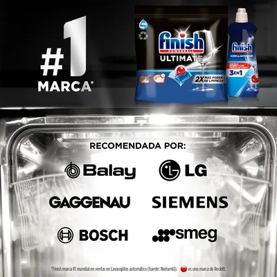 Finish Ultimate pastillas para el lavavajillas brillo diamante 32 pastillas - pack de 7 unidades – foto 7