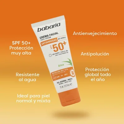 Babaria Protector solar facial 50 aloe 204 ml - pack de 2 unidades – foto 9