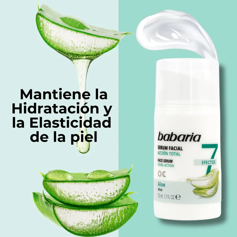 Babaria Serum Facial con Aloe Vera Puro 100% 50ml - pack de 2 unidades