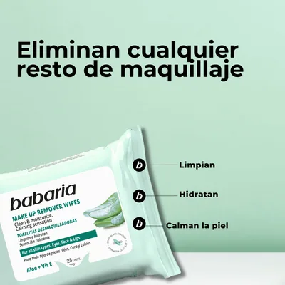 Babaria Toallitas desmaquillantes aloe vera 25 toallitas - pack de 6 unidades – foto 7