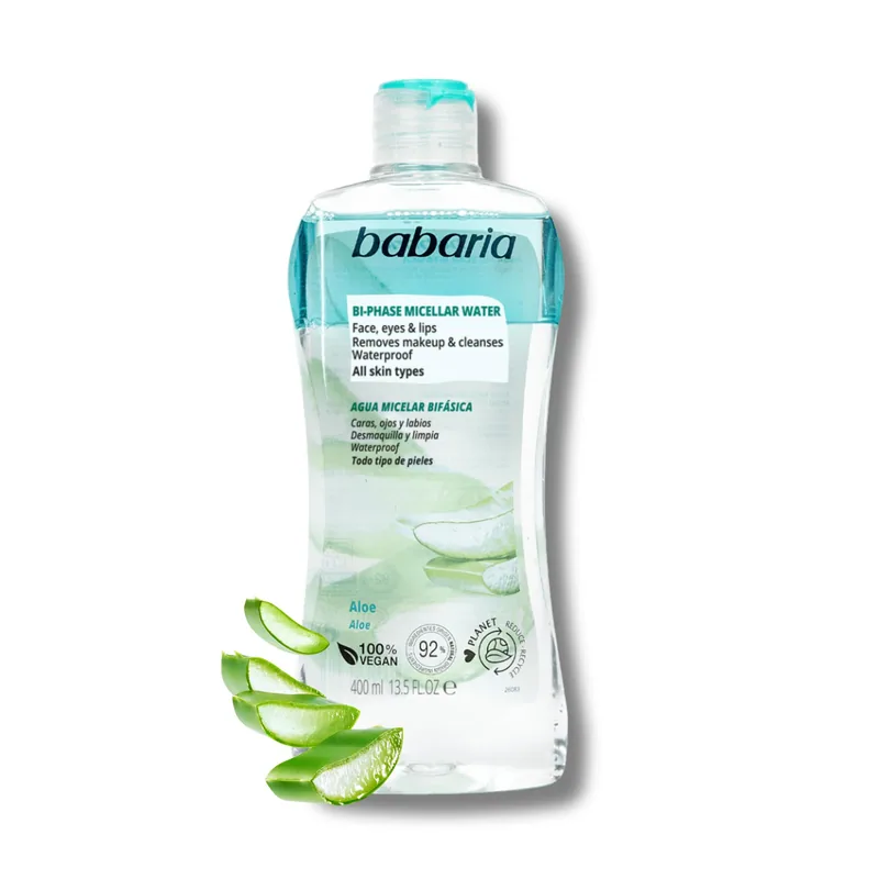 Babaria Agua Micelar Suave con Aloe Vera 400 ml - pack de 3 unidades