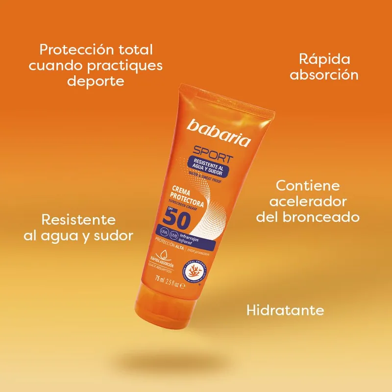 Babaria Protector solar facial Sport SPF50+ 75 ml - pack de 2 unidades
