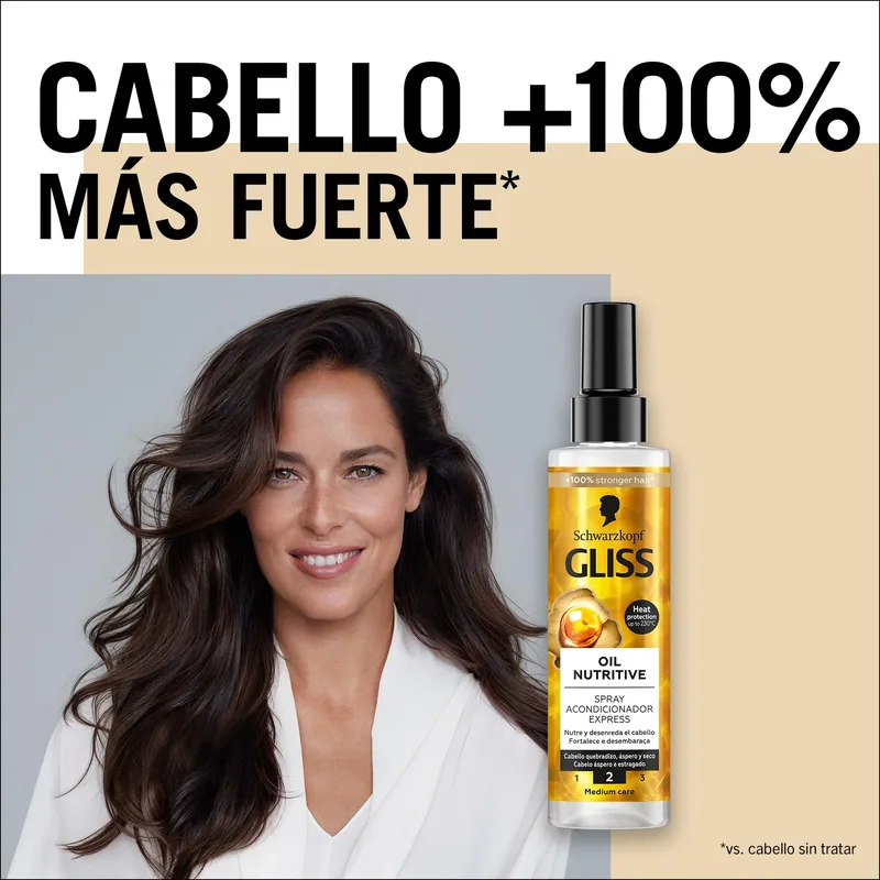 Gliss Schwarzkopf Oil Nutritive Spray Conditioner Express Repair 200Ml - pack de 3 unidades
