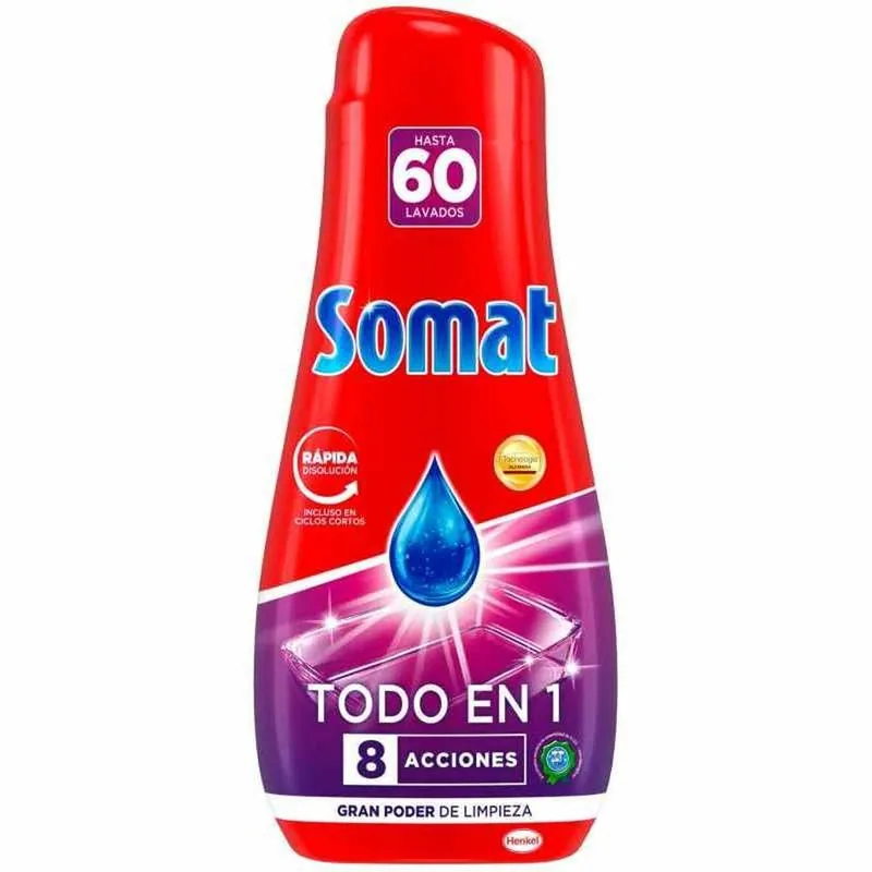 Somat Gel Todo en 1 Detergente Lavavajillas 60 lavados 1080 ml - pack de 6 unidades