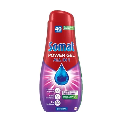 Somat Todo en 1 Gel Detergente Lavavajillas 40 dosis (pack de 10)