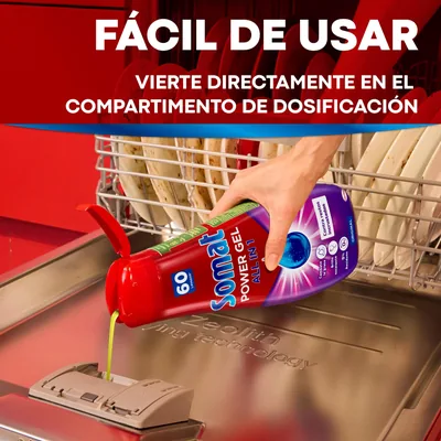 Somat Todo en 1 Gel Detergente Lavavajillas 40 dosis 720 ml - pack de 10 unidades – foto 2