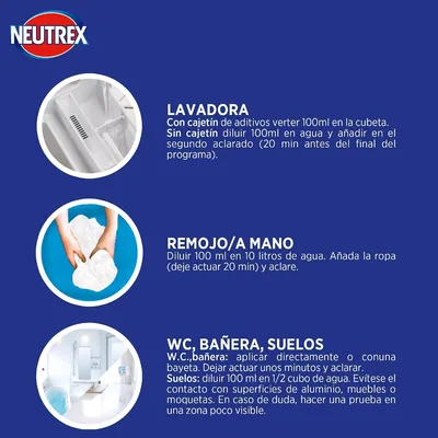 Neutrex Lejía Perfumada Frescor Verde Acción Total para Lavadora 1.9 L - pack de 8 unidades – foto 3