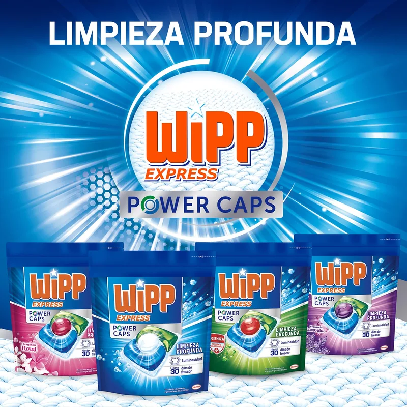 Wipp Express Power Caps detergente en cápsulas 20 dosis - pack de 8 unidades