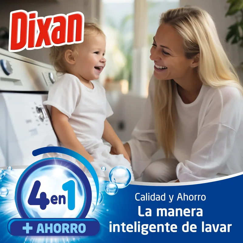 Dixan Gel Total 4+1 detergente líquido para lavadora 30 lavados 1350 ml - pack de 4 unidades