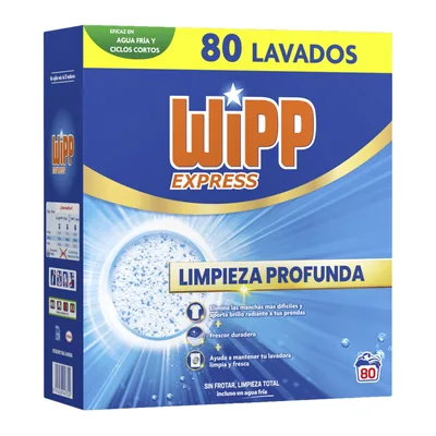 Wipp Express Limpieza Profunda detergente en polvo quitamanchas 80 lavados