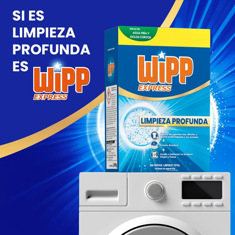 Wipp Express Limpieza Profunda detergente en polvo quitamanchas 80 lavados - 1 unidad