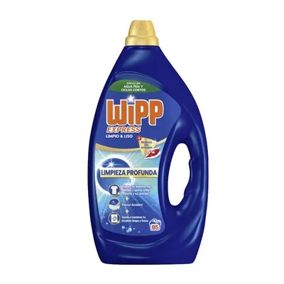 Wipp Express Detergente Líquido Limpio y Liso para Lavadora 85 lavados (pack de 3)