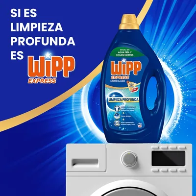 Wipp Express Detergente Líquido Limpio y Liso para Lavadora 85 lavados 3825 ml - pack de 3 unidades – foto 1