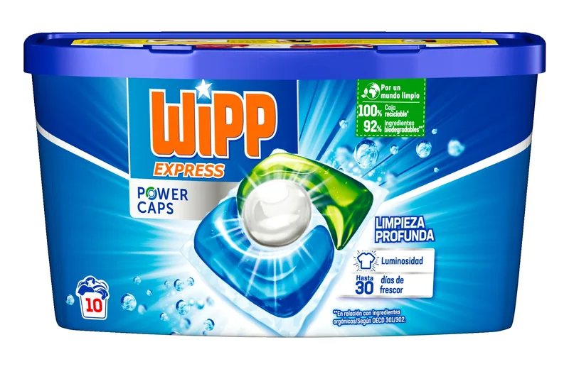 Wipp Express Power Caps detergente en cápsulas 10 dosis - pack de 8 unidades