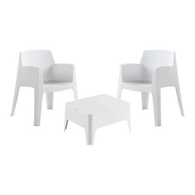 Shaf conjunto de jardín 2 sillones y mesa baja blanco