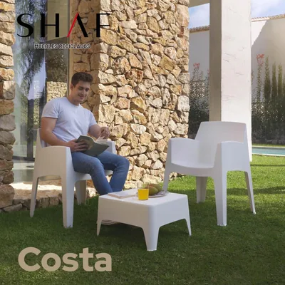 Shaf conjunto de jardín 2 sillones y mesa baja blanco - 1 unidad – foto 1