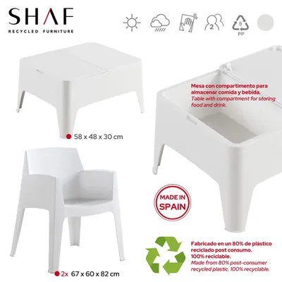 Shaf conjunto de jardín 2 sillones y mesa baja blanco - 1 unidad – foto 4