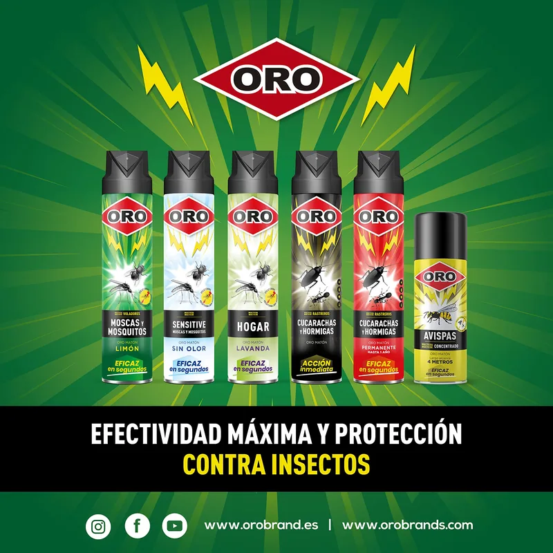 ORO Insecticida Hogar Contra moscas y mosquitos 750 ml - pack de 4 unidades