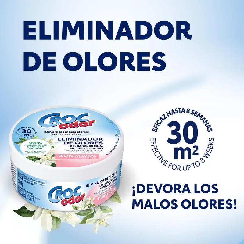 Croc Odor Gel destructor de olores esencia floral 300 g - pack de 8 unidades
