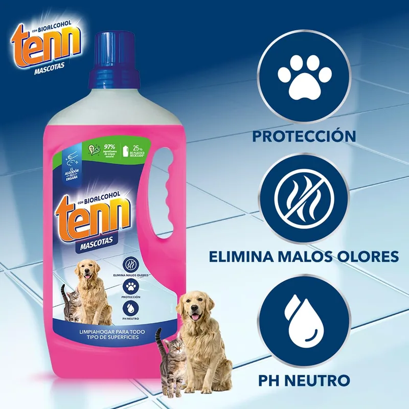 Tenn Mascotas Limpiahogar Concentrado para Perros y Gatos 1300 ml - pack de 12 unidades