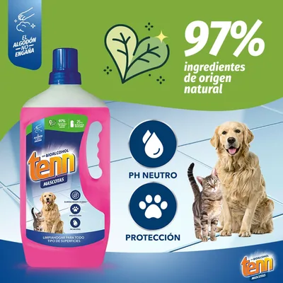 Tenn Mascotas Limpiahogar Concentrado para Perros y Gatos 1300 ml - pack de 12 unidades – foto 2