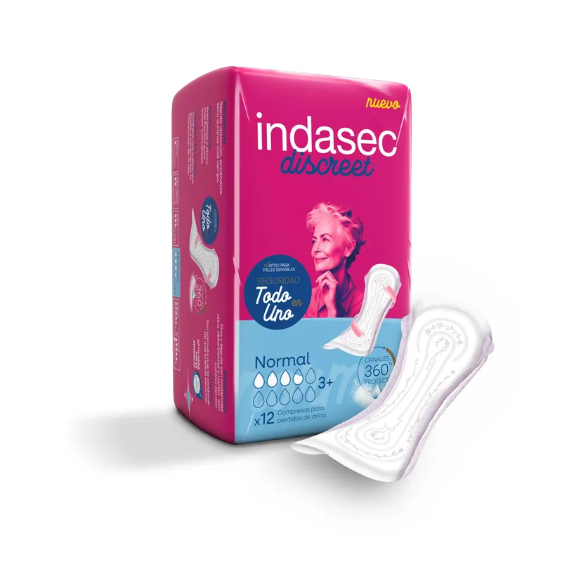 Indasec Discreet Normal 12 compresas - pack de 12 unidades