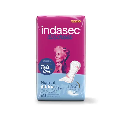 Indasec Discreet Normal 12 compresas - pack de 12 unidades – foto 3