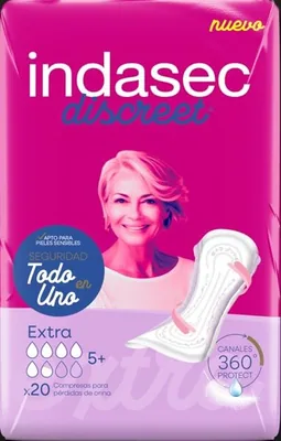 Indasec Discreet Extra 20 compresas (pack de 8)