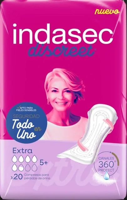 Indasec Discreet Extra 20 compresas - pack de 8 unidades