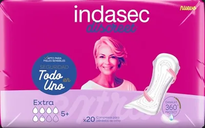 Indasec Discreet Extra 20 compresas - pack de 8 unidades – foto 2