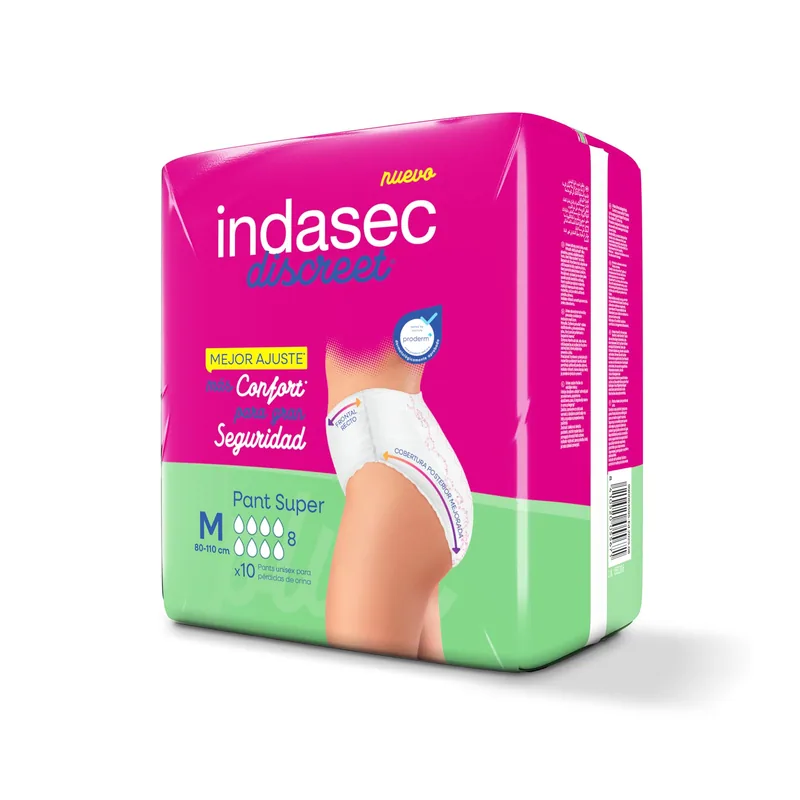 Indasec Discreet Pant Super talla media, 10 pants 100 ml - pack de 4 unidades