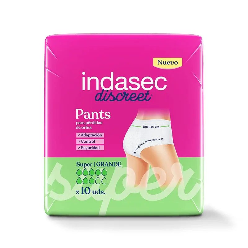 Indasec Discreet Pant Super talla grande, 10 pants - pack de 4 unidades